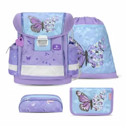 Belmil Classy Schulranzen-Set 4-tlg. - PURPLE BLUE BUTTERFLY