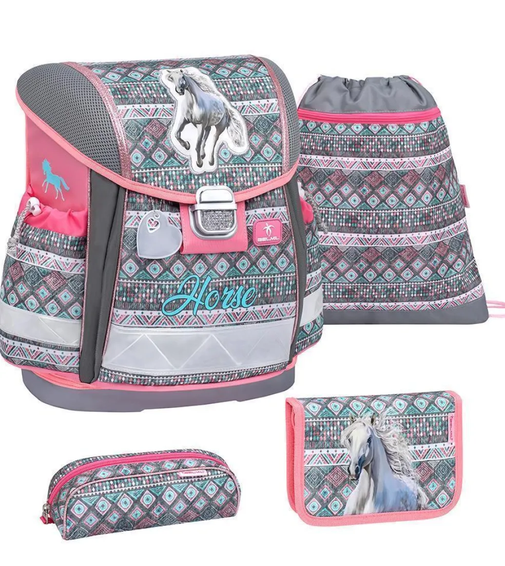 Belmil Classy Schulranzen-Set 4-tlg. - HORSE ARUBA BLUE