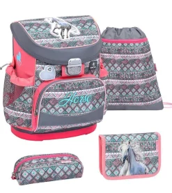 Belmil Mini-Fit Schulranzen-Set 4-tlg. - HORSE ARUBA BLUE
