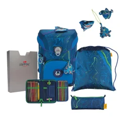 DerDieDas ErgoFlex Easy Exklusiv Superflash - WATER SPLASH - Schulranzen-Set 5-teilig