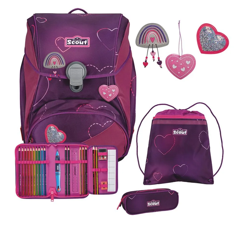 Scout Alpha Exklusiv Superflash - LOVELY - Schulranzen-Set 4-teilig