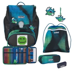 Scout Alpha Set Movie Star - BLUE PIXEL - Schulranzen-Set 5-teilig